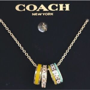 Coach Gold Necklace with Yellow and Blue Rings